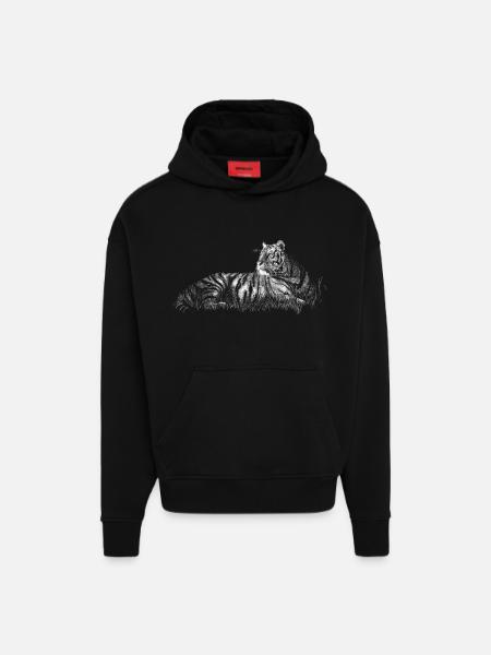 Tiger - Hoodie- made by SPREAD  - SOLID BLACK