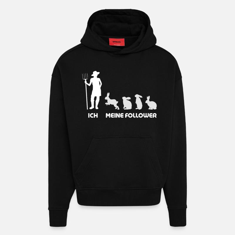 Moi, mes abonnés, les femmes lapines - Sweat à capuche bio épais oversize fabriqué en UE - SOLID BLACK