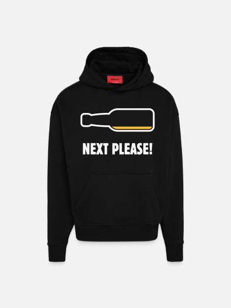 Next Please! (Beer / Beer / NEG 2C) - Hoodie- made by SPREAD - SOLID BLACK