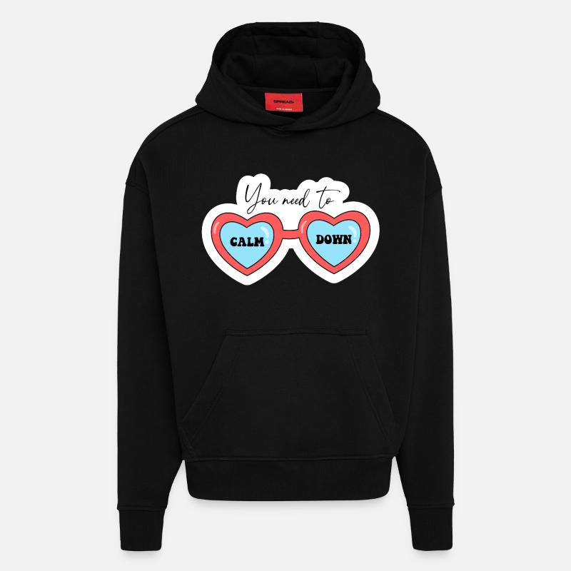Du musst dich beruhigen, Herz-Gläser - Hoodie- made by SPREAD - SOLID BLACK