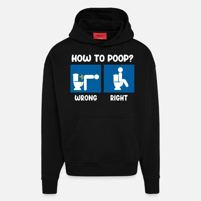 Comment faire caca graphique drôle - Sweat à capuche bio épais oversize fabriqué en UE - SOLID BLACK