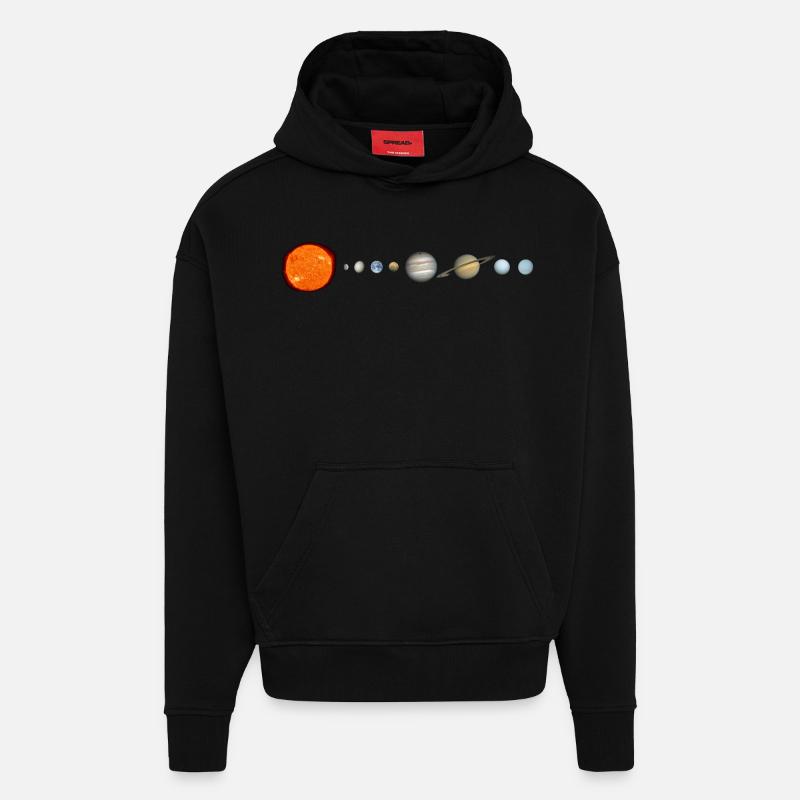 Système solaire - Sweat à capuche bio épais oversize fabriqué en UE - SOLID BLACK