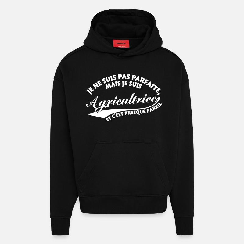 Parfaite Agricultrice - Sweat à capuche bio épais oversize fabriqué en UE - SOLID BLACK