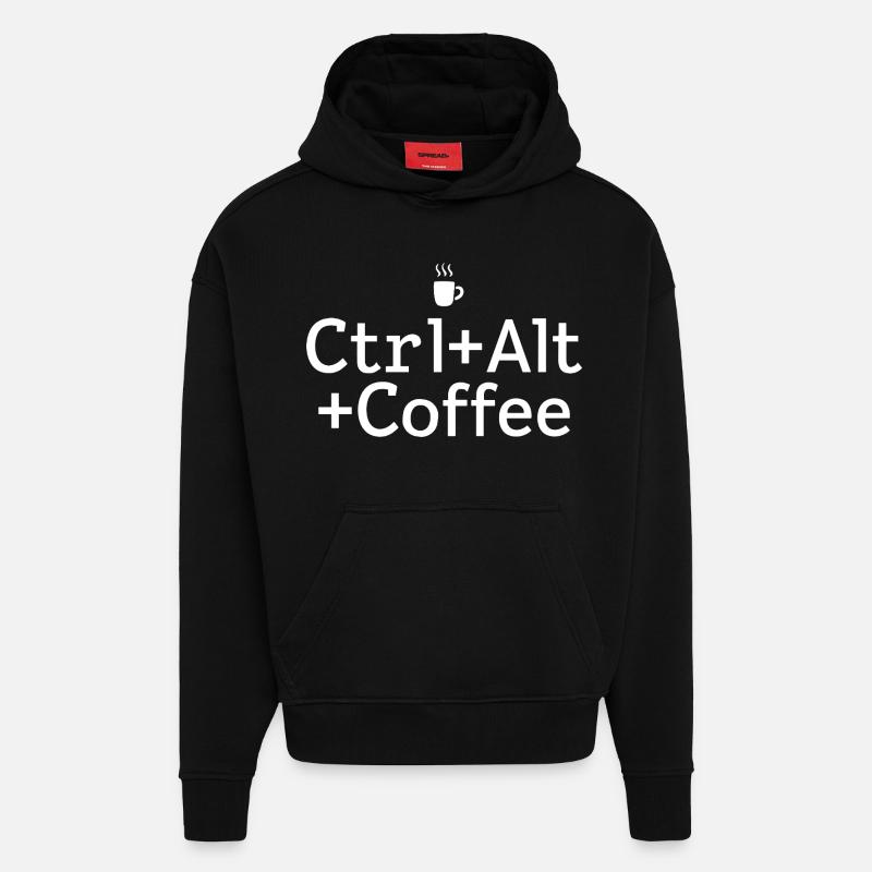 Kaffee-pause Ctrl-Alt-Café - Sweat à capuche bio épais oversize fabriqué en UE - SOLID BLACK