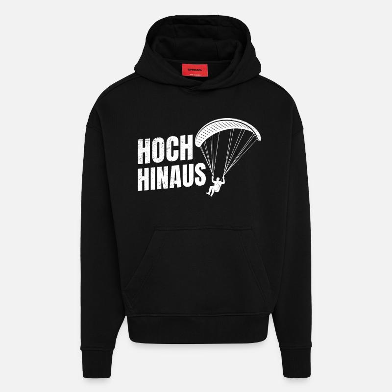 Paraglider Gift HIGH UP FUNNY - Hoodie- made by SPREAD  - SOLID BLACK