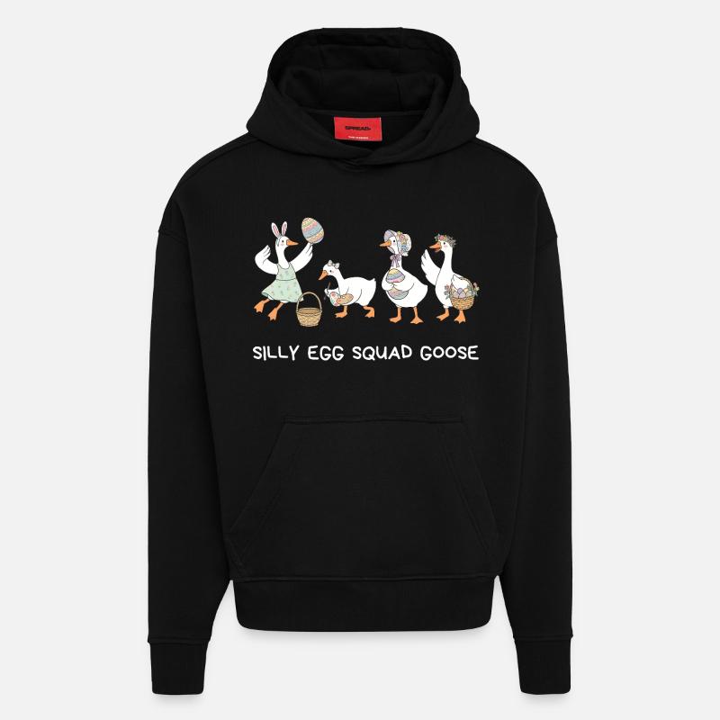 Silly Egg Squad Goose Easter - Hoodie- made by SPREAD  - SOLID BLACK