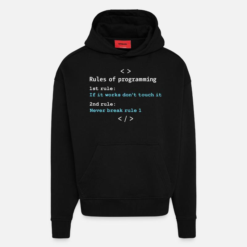 Règles de programmation - Sweat à capuche bio épais oversize fabriqué en UE - SOLID BLACK