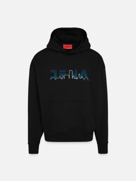 Jena Silhouette Skyline - Hoodie- made by SPREAD - SOLID BLACK