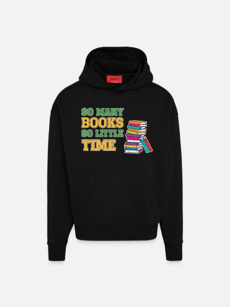 Bookworm Reading Book - Hoodie- made by SPREAD  - SOLID BLACK