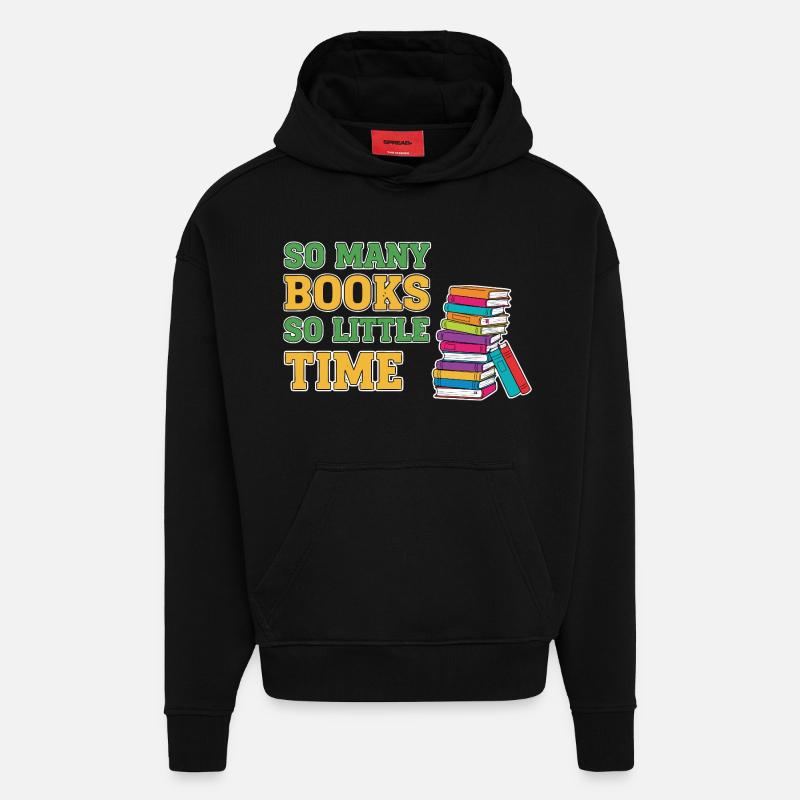 Bookworm Reading Book - Hoodie- made by SPREAD  - SOLID BLACK