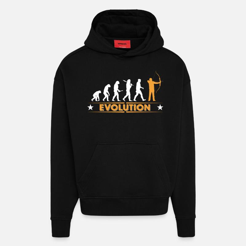 Archery evolution - orange/white - Hoodie- made by SPREAD  - SOLID BLACK