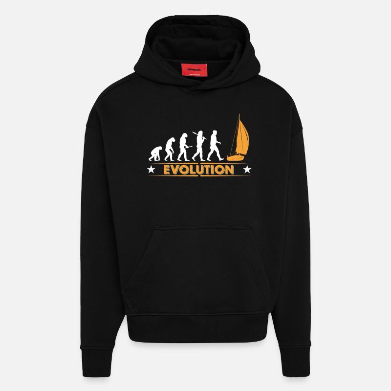 Segeln Evolution - orange/weiss - Hoodie- made by SPREAD  - SOLID BLACK