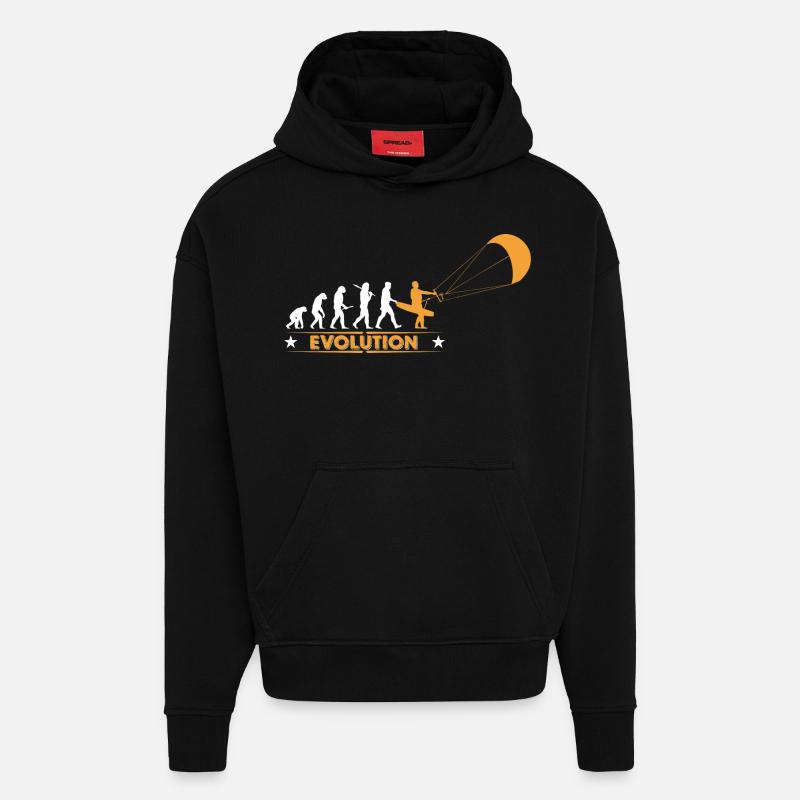 Kitesurfing - evolution - Hoodie- made by SPREAD  - SOLID BLACK