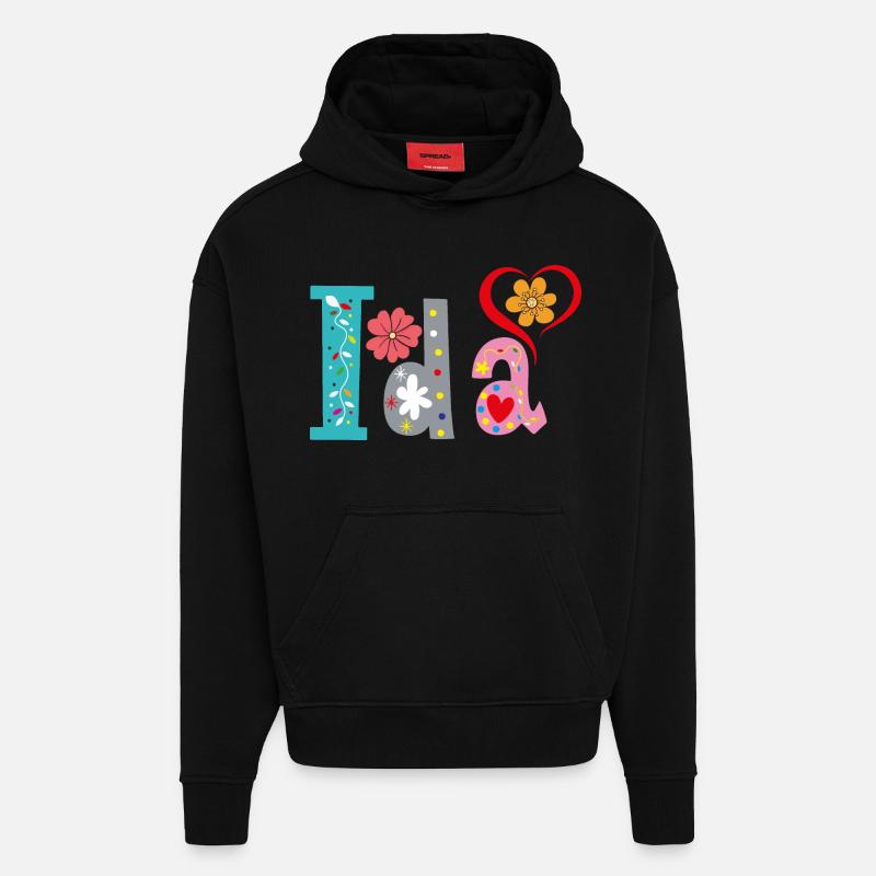 Personalized Ida Name - Hoodie- made by SPREAD  - SOLID BLACK
