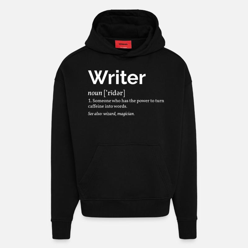Définition de l'écrivain I - Sweat à capuche bio épais oversize fabriqué en UE - SOLID BLACK
