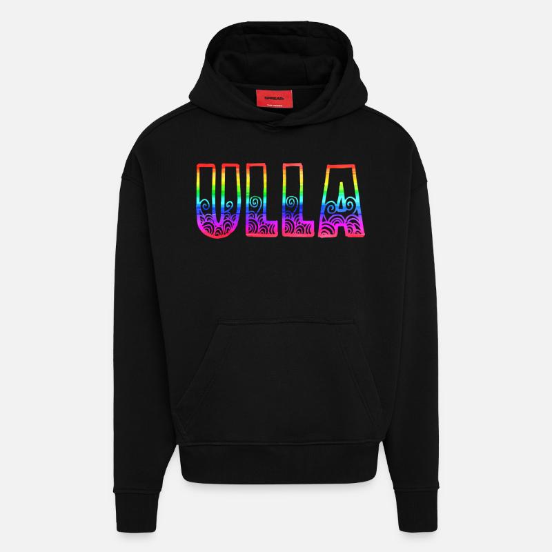 ulla rs arc-en-ciel - Sweat à capuche bio épais oversize fabriqué en UE - SOLID BLACK