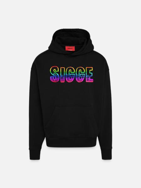 sigge rs rainbow - Hoodie- made by SPREAD - SOLID BLACK