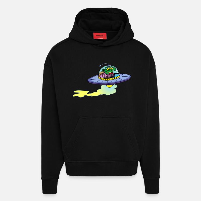 Alien alien spacecraft - Hoodie- made by SPREAD  - SOLID BLACK
