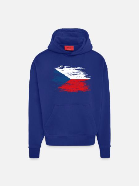 Czech Republic flag used - Hoodie- made by SPREAD - SOLID BLACK