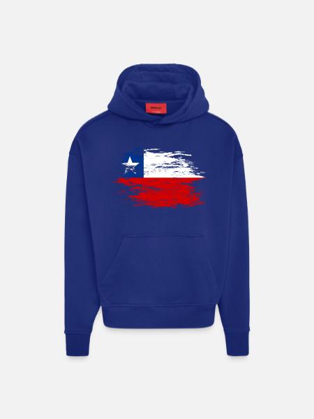 Chile flag used - Hoodie- made by SPREAD - SOLID BLACK