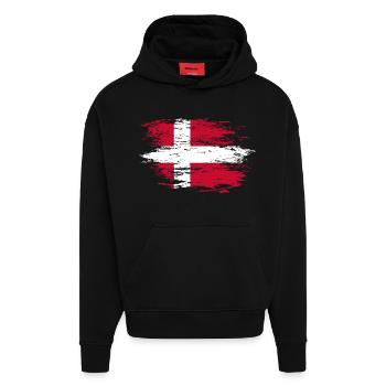 Dänemark Flagge used - Hoodie- made by SPREAD  - SOLID BLACK - Vorne