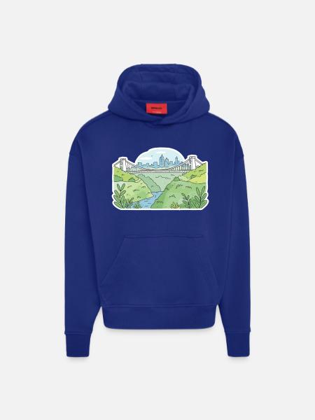 Bristol Clifton Suspension Bridge Skyline Art - Hoodie- made by SPREAD  - SOLID BLACK