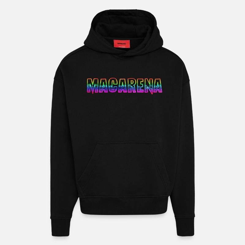 macarena rs arc-en-ciel - Sweat à capuche bio épais oversize fabriqué en UE - SOLID BLACK