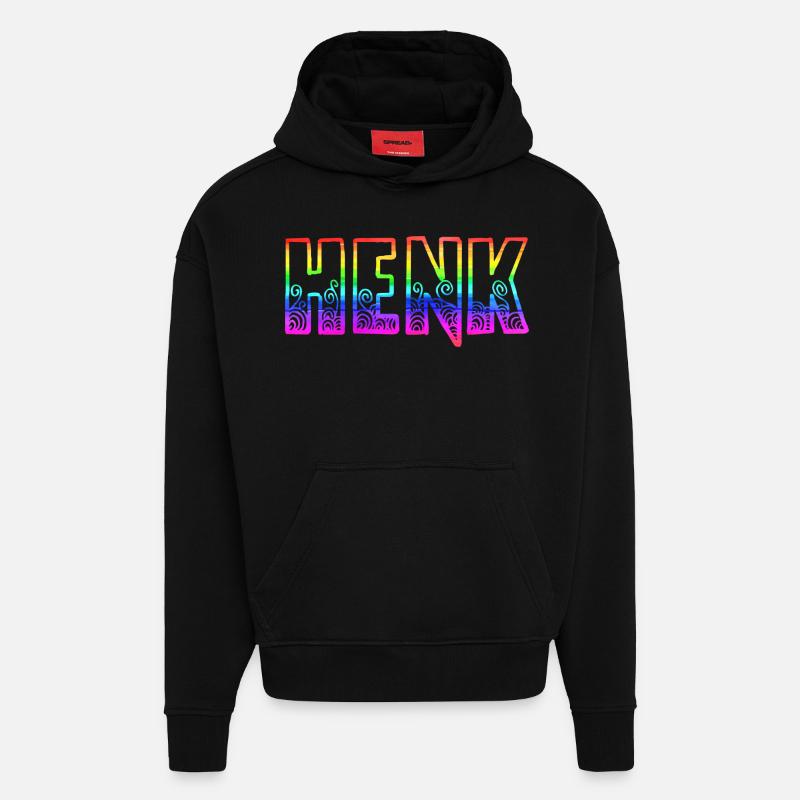 henk rs arc-en-ciel - Sweat à capuche bio épais oversize fabriqué en UE - SOLID BLACK