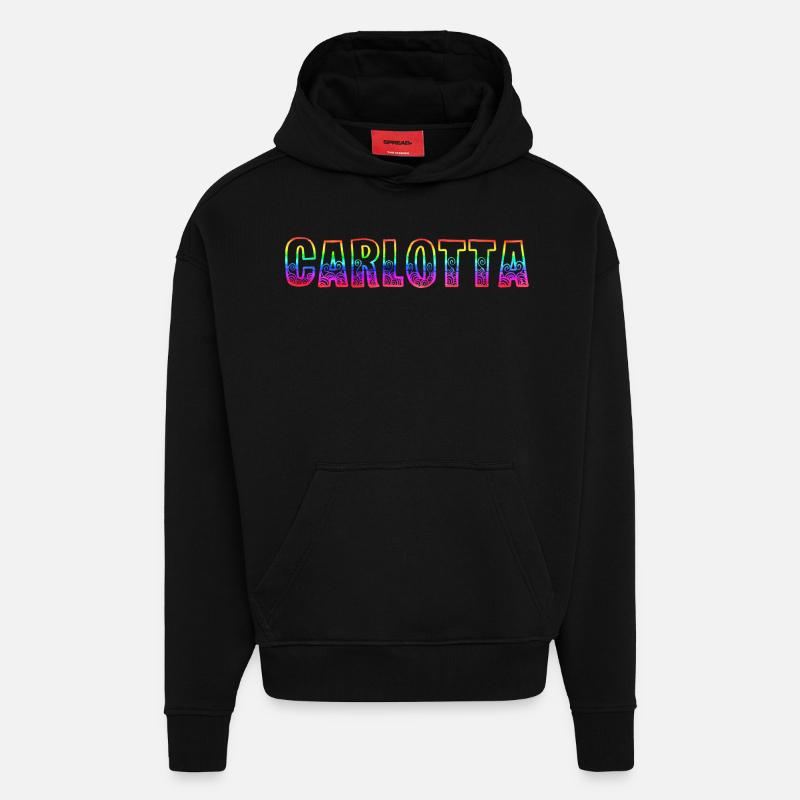 carlotta rs arc-en-ciel - Sweat à capuche bio épais oversize fabriqué en UE - SOLID BLACK