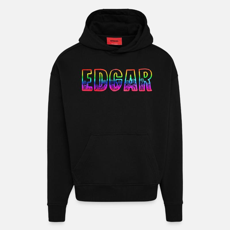 edgar rs arc-en-ciel - Sweat à capuche bio épais oversize fabriqué en UE - SOLID BLACK