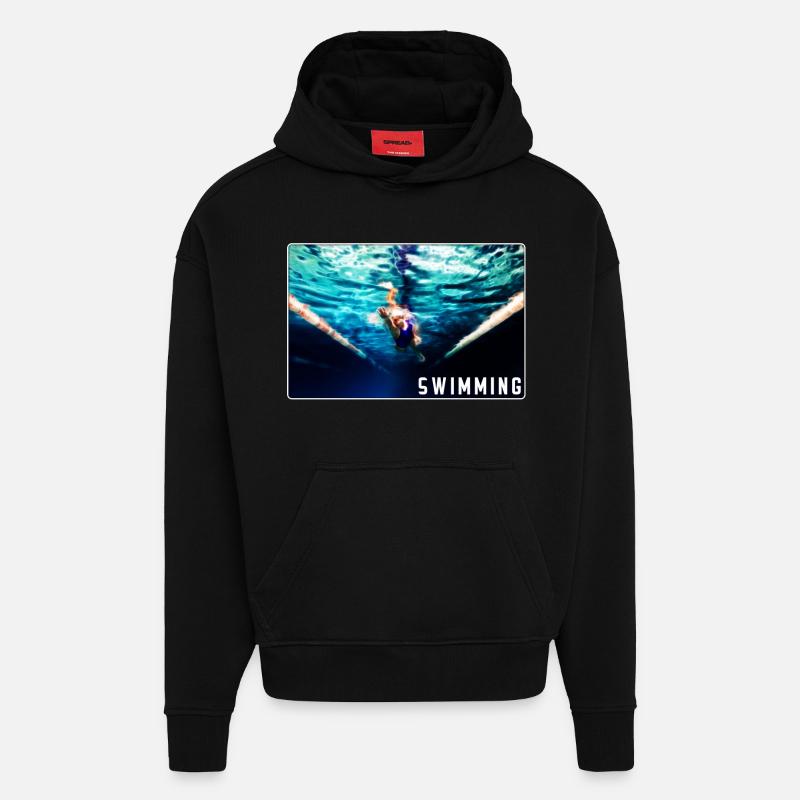 Natation - conception - Sweat à capuche bio épais oversize fabriqué en UE - SOLID BLACK