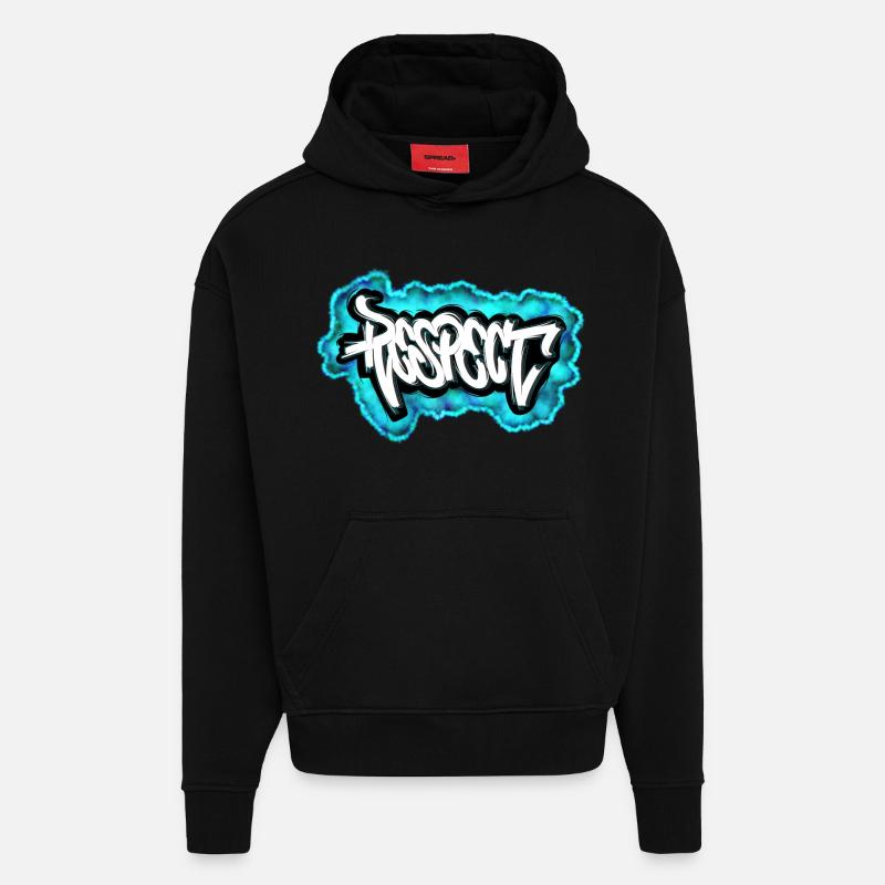 Respect Graffiti design - Hoodie- made by SPREAD  - SOLID BLACK
