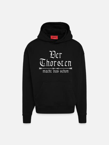 Thorsten le fait déjà - Sweat à capuche bio épais oversize fabriqué en UE - SOLID BLACK