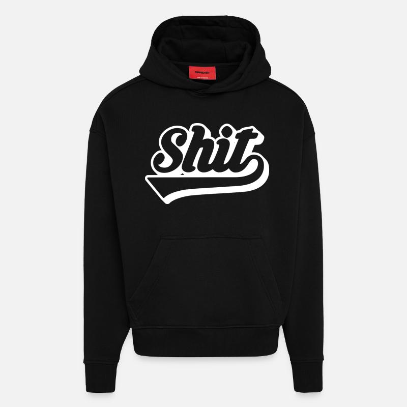 Merde Rétro Script - Sweat à capuche bio épais oversize fabriqué en UE - SOLID BLACK