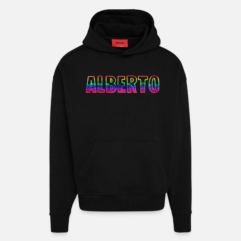 alberto rs regenbogen - Hoodie- made by SPREAD - SOLID BLACK