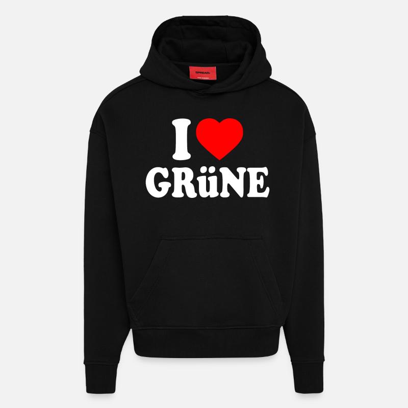 J’adore le vert - Sweat à capuche bio épais oversize fabriqué en UE - SOLID BLACK