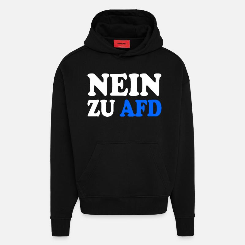Non à afd - Sweat à capuche bio épais oversize fabriqué en UE - SOLID BLACK