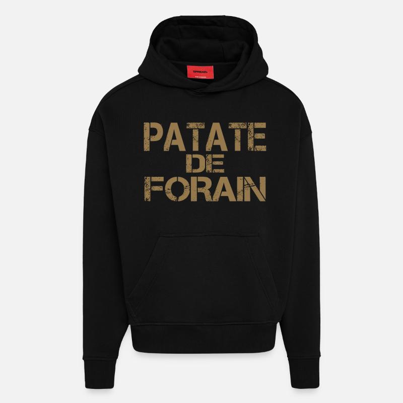 Patate forain ocre - Sweat à capuche bio épais oversize fabriqué en UE - SOLID BLACK