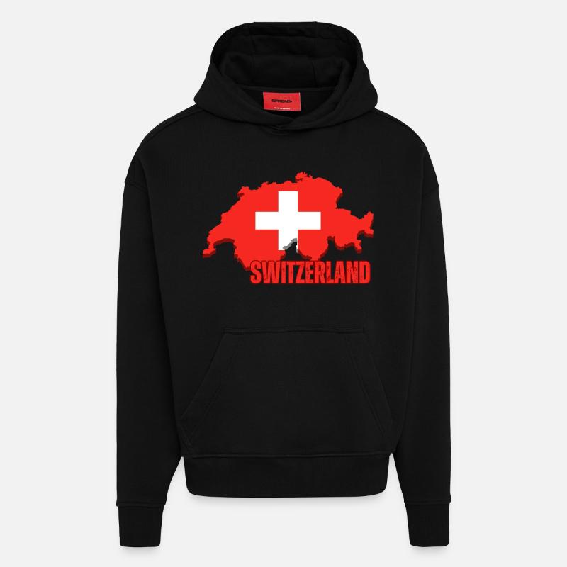 Schweizer Stolz, Flagge der Schweiz - Hoodie- made by SPREAD  - SOLID BLACK
