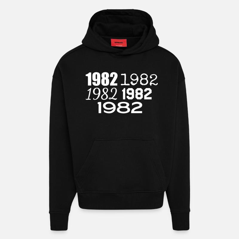 1982 - Sweat à capuche bio épais oversize fabriqué en UE - SOLID BLACK
