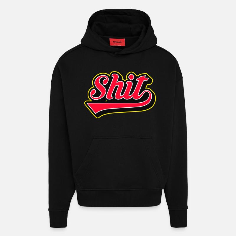 Shit Word Script Logo - Hoodie- made by SPREAD  - SOLID BLACK