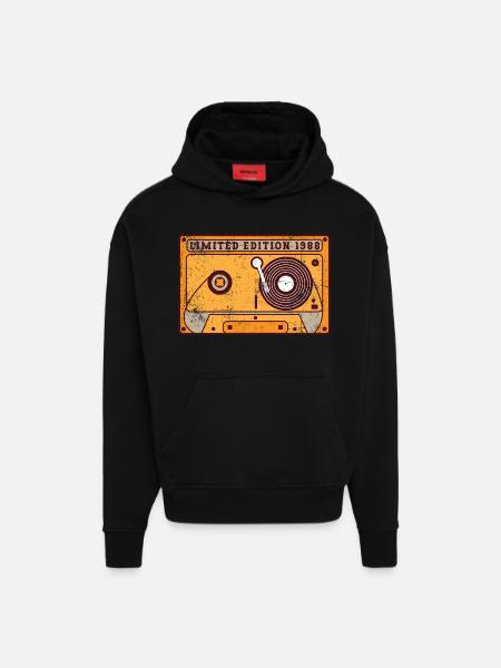 Millésime 1988 - Sweat à capuche bio épais oversize fabriqué en UE - SOLID BLACK
