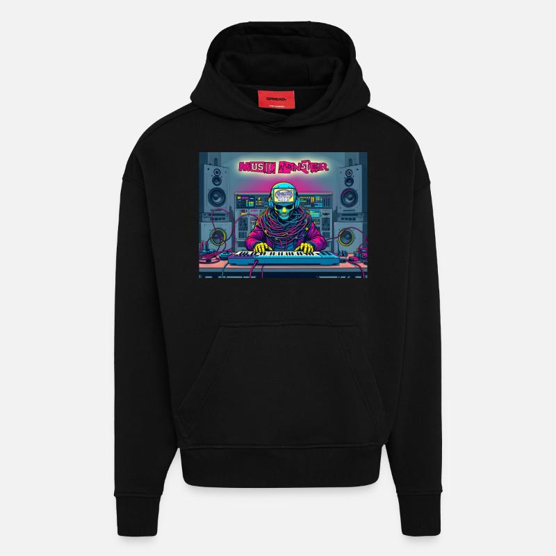 « Studio Monster » Ma maison est mon studio n° 031 - Sweat à capuche bio épais oversize fabriqué en UE - SOLID BLACK