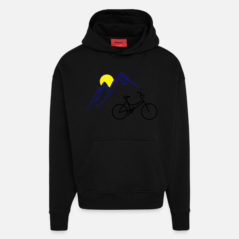 Fahrrad, Berge und Sonne - Hoodie- made by SPREAD  - SOLID BLACK