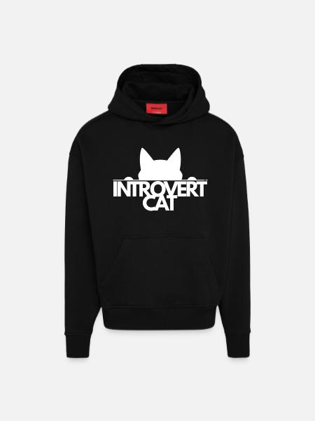 introvert Cat Silhouette - Hoodie- made by SPREAD  - SOLID BLACK