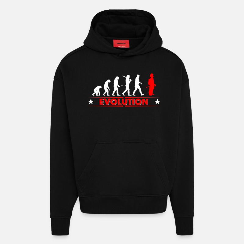 Fire evolution - red/white - Hoodie- made by SPREAD  - SOLID BLACK