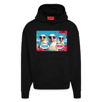 Moin Moin Möwen - Hoodie- made by SPREAD  - SOLID BLACK - Vorne
