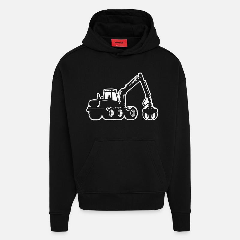 Silhouette de moissonneuse - Sweat à capuche bio épais oversize fabriqué en UE - SOLID BLACK