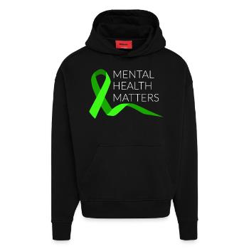 Psychische Gesundheit ist wichtig V - Hoodie- made by SPREAD  - SOLID BLACK - Vorne
