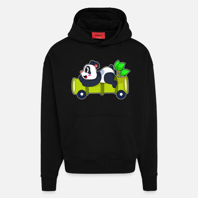 Panda Bambus Auto - Hoodie- made by SPREAD  - SOLID BLACK